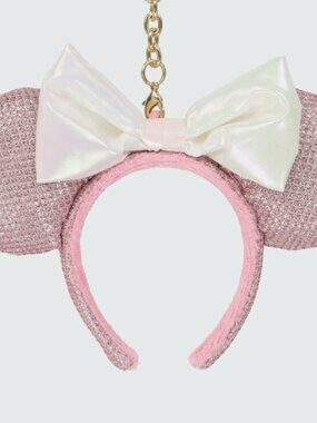 Tokyo Disney Resort Pink Sparkle Iridescent Minnie Ears Headband Keychain